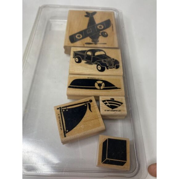 1997 Stampin' Up! Definitely Decorative Airplane Rubber Mounted Stamp (Set Of 6) - Picture 1 of 3